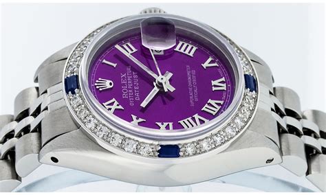 womens purple face rolex|Rolex watch with purple face.